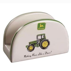 JOHN DEERE Tractor Napkin Holder Says: "NOTHING RUNS LIKE A DEERE!"
